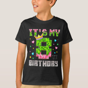 Camiseta de aniversariante pixel de videogame de 8