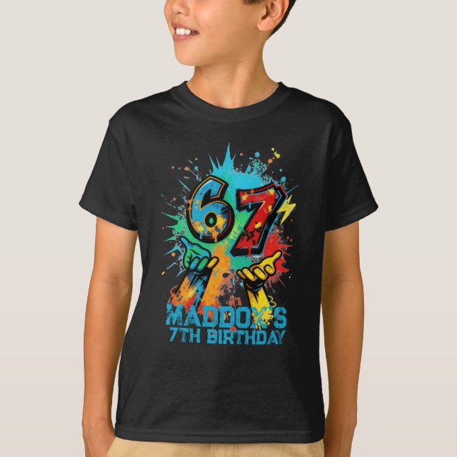 Camiseta de Aniversário 6-7 Seis Sete (Frente)