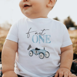 Camiseta de Aniversário com Carro de Corrida Azul