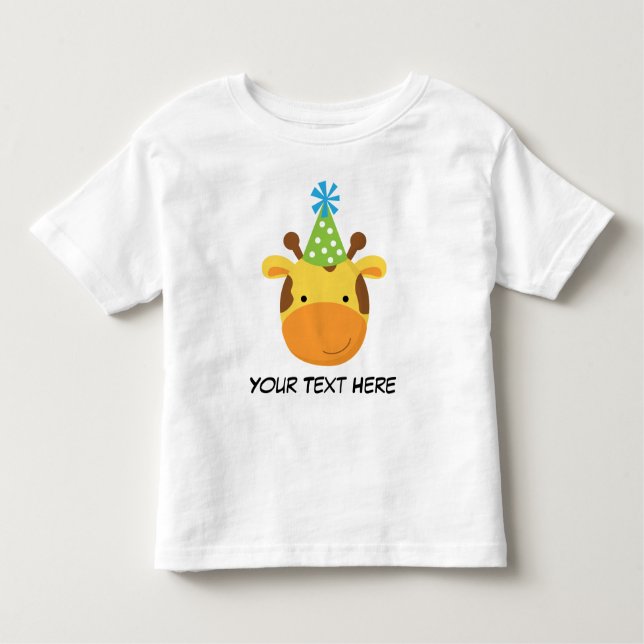 Camiseta De Aniversário Da Girafa Personalizada Pa (Frente)
