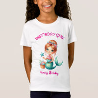 Camiseta de aniversário da menina Mermaid editável