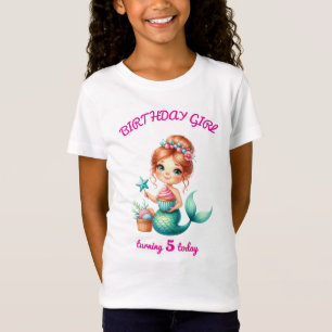 Camiseta de aniversário da menina Mermaid editável