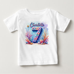 Camiseta de aniversário da Sereia - Nome e idade p