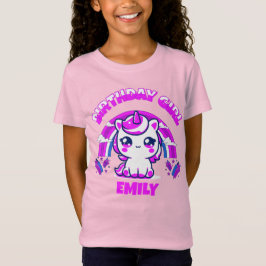 Camiseta de Aniversário das Garotas Unicórnio | Ed