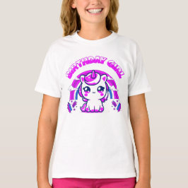 Camiseta de Aniversário das Meninas do Arco-íris d