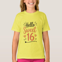 Camiseta de Aniversário de 16 Anos 'Olá Doce 16'