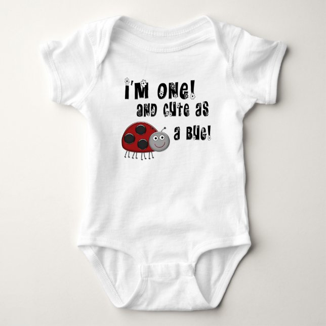 Camiseta de aniversário de 1 ano da ladybug fofa c (Frente)