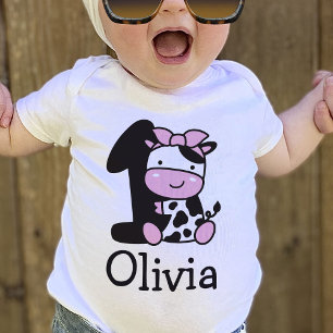 Camiseta de aniversário de 1 ano da menina com vac