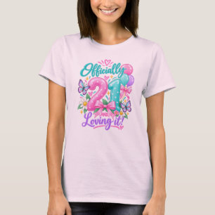 Camiseta de Aniversário de 21 anos para Ela – Ofic