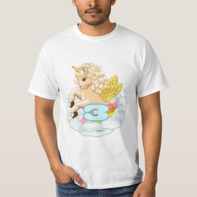 Camiseta de aniversário de 3 anos da Unicórn (Frente)