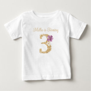 Camiseta de Aniversário de 3 anos do Coelho de Jar