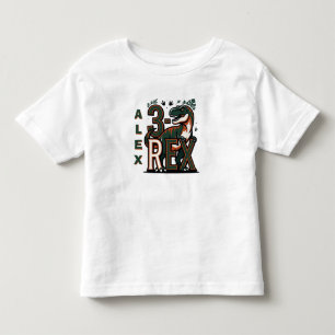 Camiseta de aniversário de 3 anos do dinossauro Re