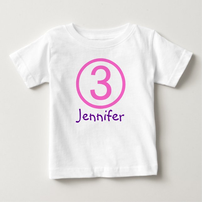 Camiseta de aniversário de 3 anos personalizável d (Frente)