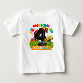 Camiseta de aniversário de 4 anos para crianças |