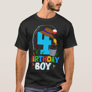 Camiseta de aniversário de 4 anos para menino, pes