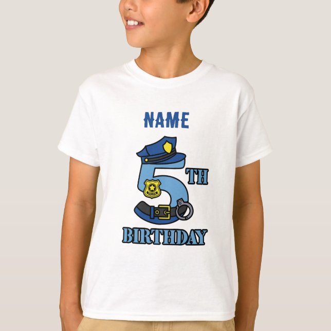 Camiseta de aniversário de 5 da polícia (Frente)