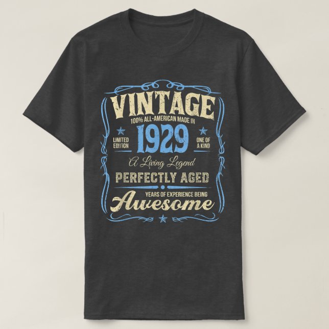 Camiseta de Aniversário de 93 Anos Lendas Vintage  (Frente do Design)