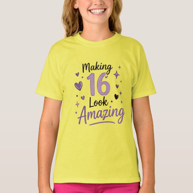 Camiseta de Aniversário de Adolescente Fazendo 16  (Frente)