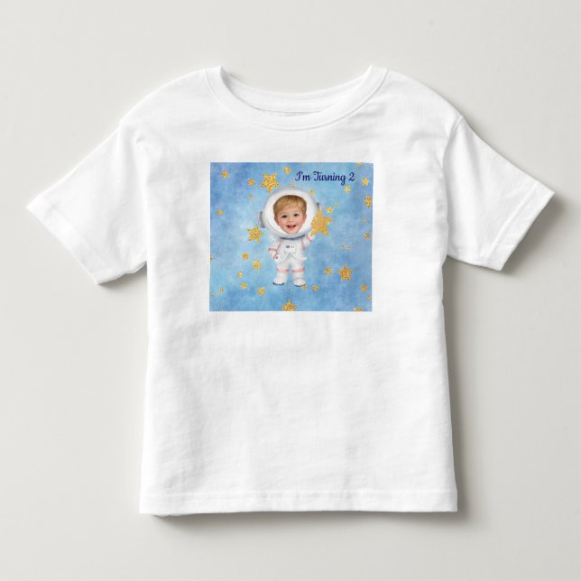 Camiseta de Aniversário de Astronauta Estrela Pequ (Frente)