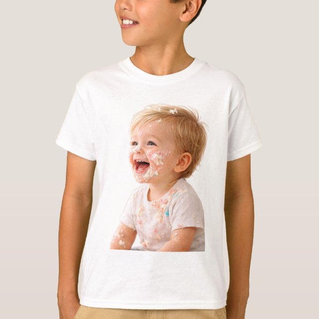 Camiseta de Aniversário de Bebê com Destruição de  (Frente)