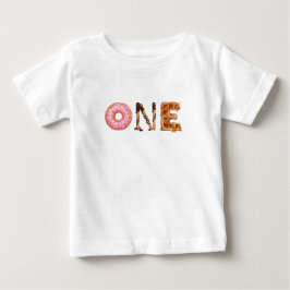 Camiseta de Aniversário de Bebê Doce Sobremesa Um