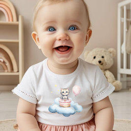 Camiseta de aniversário de bebê gatinho aquarela f