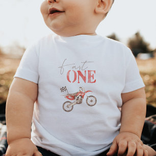Camiseta de Aniversário de Bebê Moto Vermelha Fast