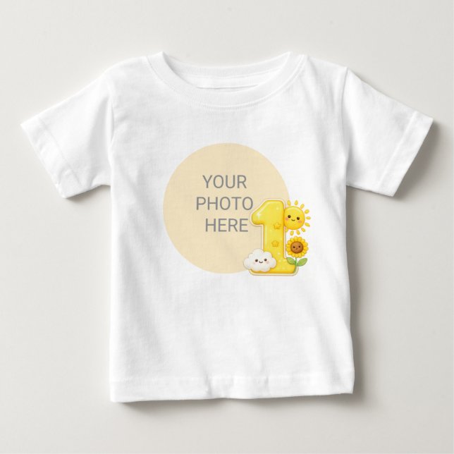Camiseta de aniversário de bebê personalizada com  (Frente)