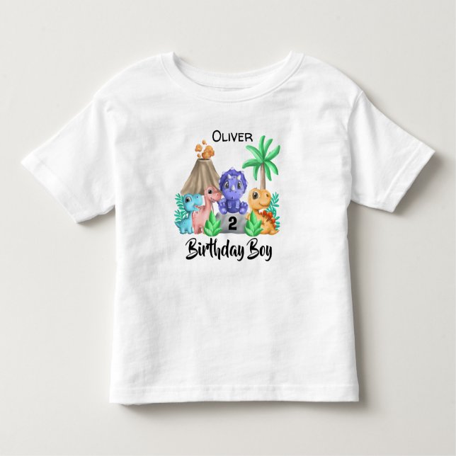 Camiseta de aniversário de bebês dinossauros adorá (Frente)