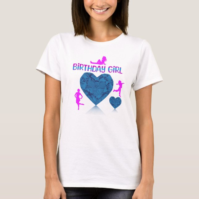 Camiseta de aniversário de corações azuis (Frente)