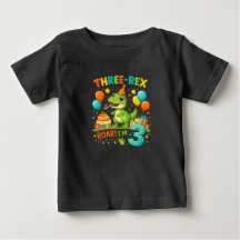 Camiseta de Aniversário de Criança – Três Rex Dino