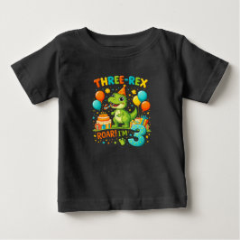 Camiseta de Aniversário de Criança – Três Rex Dino
