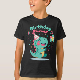 Camiseta de Aniversário de Dinossauro para Meninos