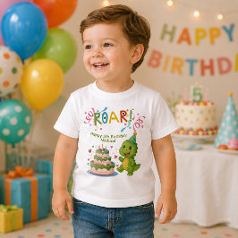 Camiseta de Aniversário de Dinossauro Personalizad