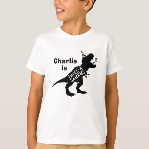 Camiseta de Aniversário de Dinossauro Três A Sauru