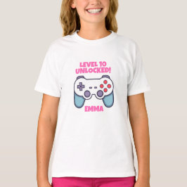 Camiseta de Aniversário de Menina Gamer Editável