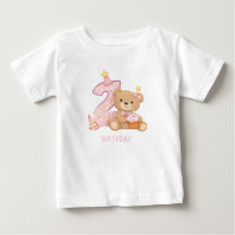 Camiseta de aniversário de menina ursinho