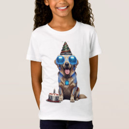 Camiseta de Aniversário de Meninas com Golden Retr