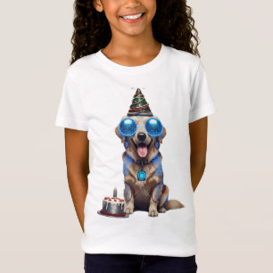Camiseta de Aniversário de Meninas com Golden Retr