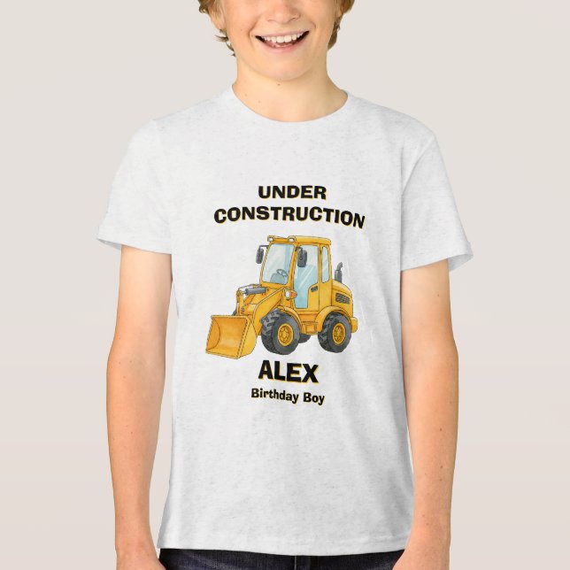 Camiseta de Aniversário de Menino em Construção (Frente)
