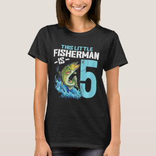 Camiseta de aniversário de pesca para crianças de 