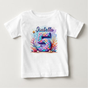 Camiseta de Aniversário de Sereia – Nome e Idade P