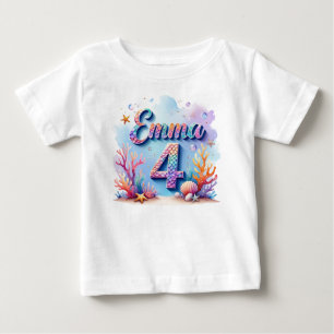 Camiseta de Aniversário de Sereia – Nome & Idade P