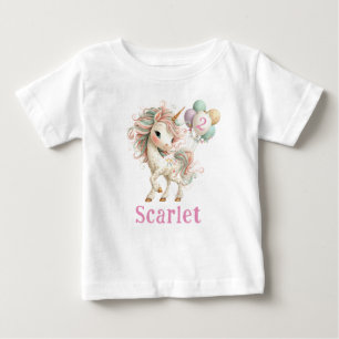 Camiseta de aniversário de Unicórnio Bonito com Ba