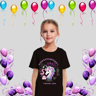 Camiseta de aniversário de unicórnio mágico com br