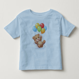 Camiseta de aniversário de urso de balão fofo para