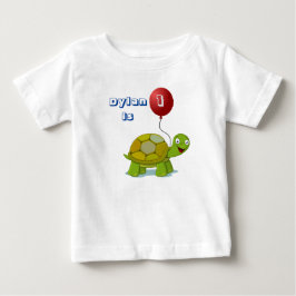 Camiseta de Aniversário do Bebê Tartaruga e Balão