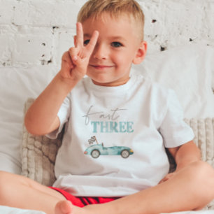 Camiseta de Aniversário do Carro de Corrida Azul d
