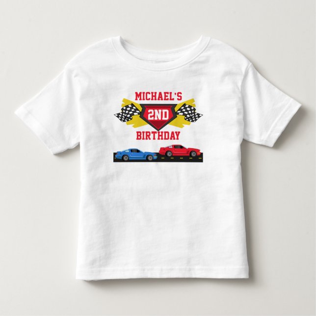 Camiseta de aniversário do carro Race Car Toddler  (Frente)