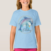 Camiseta de aniversário do golfinho do oceano em a